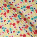 Yellow Multicolor Rose Floral Printed Premium Pure Linen Fabric 140 Cms Width India-D27850