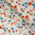 Cream Multicolor Floral Printed Premium Pure Linen Fabric 140 Cms Width India-D27846