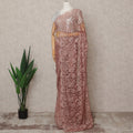 Copper Rose Premium French 2-Tone Chantilly Lace Saree with Stone Work, Width 110 Cms, Length 5.5 Mtrs, Imported from France-D25676