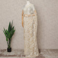 Ivory Premium French 2-Tone Chantilly Lace Saree with Stone Work, Width 110 Cms, Length 5.5 Mtrs, Imported from France-D25684