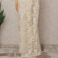 Ivory Premium French 2-Tone Chantilly Lace Saree with Stone Work, Width 110 Cms, Length 5.5 Mtrs, Imported from France-D25684