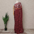 Maroon Premium French 2-Tone Chantilly Lace Saree with Stone Work, Width 110 Cms, Length 5.5 Mtrs, Imported from France-D25683