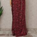 Maroon Premium French 2-Tone Chantilly Lace Saree with Stone Work, Width 110 Cms, Length 5.5 Mtrs, Imported from France-D25683