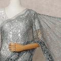 Steel Grey Premium French 2-Tone Chantilly Lace Saree with Stone Work, Width 110 Cms, Length 5.5 Mtrs, Imported from France-D25677