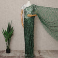 Emerald Green Premium French 2-Tone Chantilly Lace Saree with Stone Work, Width 110 Cms, Length 5.5 Mtrs, Imported from France-D25671