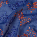 Blue Pure Cotton Voile Sudanese Thobe with Intricate Embroidery, 4.5 Mtrs Length, 140 Cms Width, Made in India-D26379