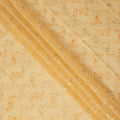Light Yellow Traditional Sudanese Thobe Fabric with Golden & White Embroidery, Pure Cotton Voile, 4.5 Mtrs Length, 140 Cms Width, Made in India-D26383