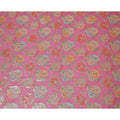 Fuchsia Pink Multicolor Floral Metallic Lurex Design Premium Silk Chiffon Fabric, 110 Cms Width, Made in South Korea-D25749