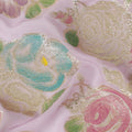 Blush Pink Multicolor Floral Metallic Lurex Design Premium Silk Chiffon Fabric, 110 Cms Width, Made in South Korea-D25747