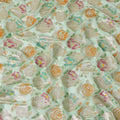 Mint Green Multicolor Floral Metallic Lurex Design Premium Silk Chiffon Fabric, 110 Cms Width, Made in South Korea-D25746