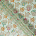 Mint Green Multicolor Floral Metallic Lurex Design Premium Silk Chiffon Fabric, 110 Cms Width, Made in South Korea-D25746