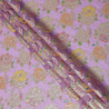 Lilac Multicolor Floral Metallic Lurex Design Premium Silk Chiffon Fabric, 110 Cms Width, Made in South Korea-D25752