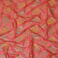 Coral Pink Bouquet Silk Chiffon Fabric 110cm