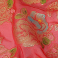 Coral Pink Bouquet Silk Chiffon Fabric 110cm