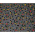 Black Multicolor Floral Embroidered Metallic Lurex Design Premium Silk Chiffon Fabric, 110 Cms Width, Made in South Korea-D25758