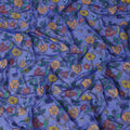 Royal Blue Multicolor Floral Embroidered Metallic Lurex Design Premium Silk Chiffon Fabric, 110 Cms Width, Made in South Korea-D25745
