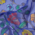 Royal Blue Multicolor Floral Embroidered Metallic Lurex Design Premium Silk Chiffon Fabric, 110 Cms Width, Made in South Korea-D25745