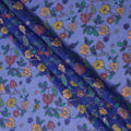 Royal Blue Multicolor Floral Embroidered Metallic Lurex Design Premium Silk Chiffon Fabric, 110 Cms Width, Made in South Korea-D25745