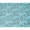 Aqua Blue Multicolor Floral Embroidered Metallic Lurex Design Premium Silk Chiffon Fabric, 110 Cms Width, Made in South Korea-D25748