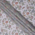 Pearl Grey Multicolor Floral Embroidered Metallic Lurex Design Premium Silk Chiffon Fabric, 110 Cms Width, Made in South Korea-D25744