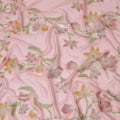 Baby Pink Floral Embroidered Metallic Lurex Design Premium Silk Chiffon Fabric, 110 Cms Width, Made in South Korea-D25753