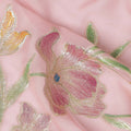 Baby Pink Floral Embroidered Metallic Lurex Design Premium Silk Chiffon Fabric, 110 Cms Width, Made in South Korea-D25753