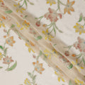 Ivory Floral Embroidered Metallic Lurex Design Premium Silk Chiffon Fabric, 110 Cms Width, Made in South Korea-D25756