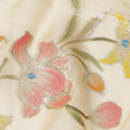 Ivory Multicolor Floral Embroidered Metallic Lurex Design Premium Silk Chiffon Fabric, 110 Cms Width, Made in South Korea-D25743
