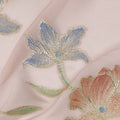 Peach Floral Embroidered Metallic Lurex Design Premium Silk Chiffon Fabric, 110 Cms Width, Made in South Korea-D25755