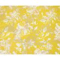 Mustard Yellow with White and Peach Floral Print Pure Silk Satin Fabric, 140 Cms Width, Made in South Korea-D25996