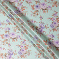 Mint Green Floral Print Premium Pure Silk Satin Fabric, 110 Cms Width, Made in South Korea-D25938