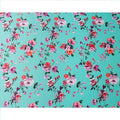 Turquoise Floral Print Premium Pure Silk Satin Fabric, 110 Cms Width, Made in South Korea-D25939