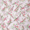 Blush Pink Floral Print Premium Pure Silk Satin Fabric, 110 Cms Width, Made in South Korea-D25937