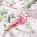 Blush Pink Floral Print Premium Pure Silk Satin Fabric, 110 Cms Width, Made in South Korea-D25937