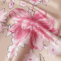 Beige Pink Floral Print Premium Pure Silk Satin Fabric, 110 Cms Width, Made in South Korea-D25941