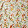 Cream Multicolor Floral Print Premium Pure Silk Satin Fabric, 110 Cms Width, Made in South Korea-D25943