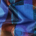 Blue Multicolor Geometric Print Premium Pure Silk Satin Fabric, 110 Cms Width, Made in South Korea-D25947