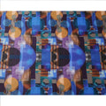 Blue Multicolor Geometric Print Premium Pure Silk Satin Fabric, 110 Cms Width, Made in South Korea-D25947
