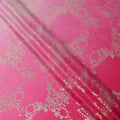 Pink Ombre with Golden Floral Motif Pure Silk Satin Fabric, 140 Cms Width, Made in South Korea-D26002