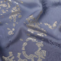 Navy Blue Ombre with Golden Floral Motif Pure Silk Satin Fabric, 140 Cms Width, Made in South Korea-D26003