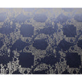 Navy Blue Ombre with Golden Floral Motif Pure Silk Satin Fabric, 140 Cms Width, Made in South Korea-D26003
