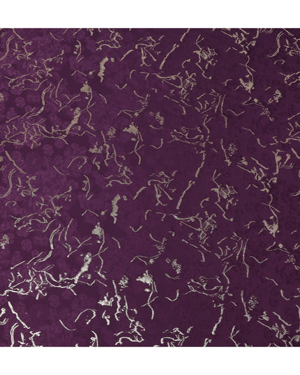 Deep Plum Purple Abstract Lurex Silk Crepe 140cm