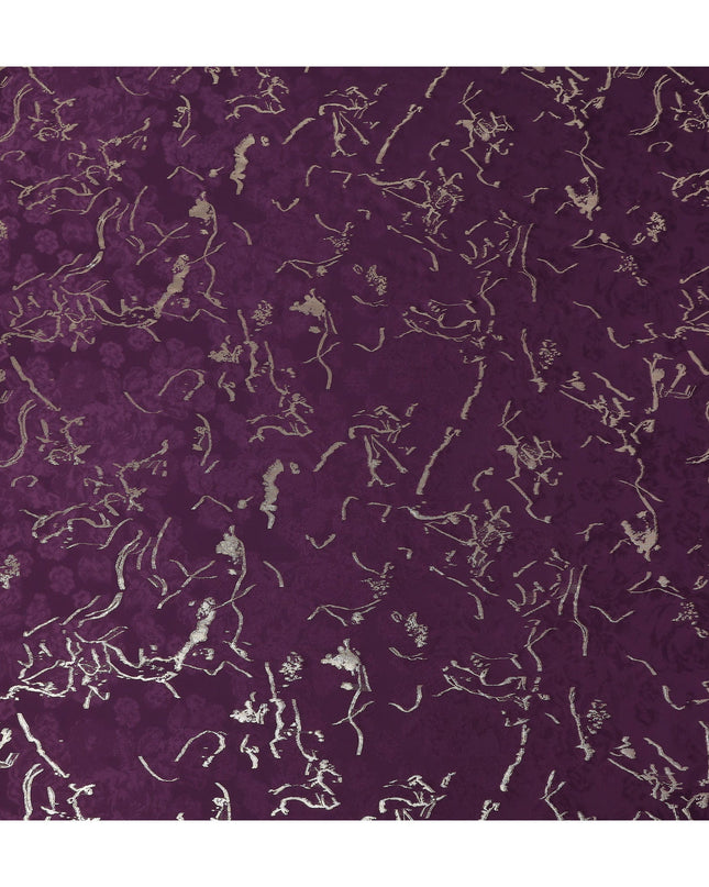 Deep Plum Purple Abstract Lurex Silk Crepe 140cm