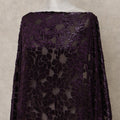 Deep Purple Floral Burnout Velvet Makmal Silk Chiffon Somali Dirac Fabric, 3.5 Mtrs Piece, 140 Cms Width, Made in South Korea-D26671
