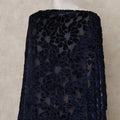 Navy Blue Floral Burnout Velvet Makmal Silk Chiffon Somali Dirac Fabric, 3.5 Mtrs Piece, 140 Cms Width, Made in South Korea-D26669