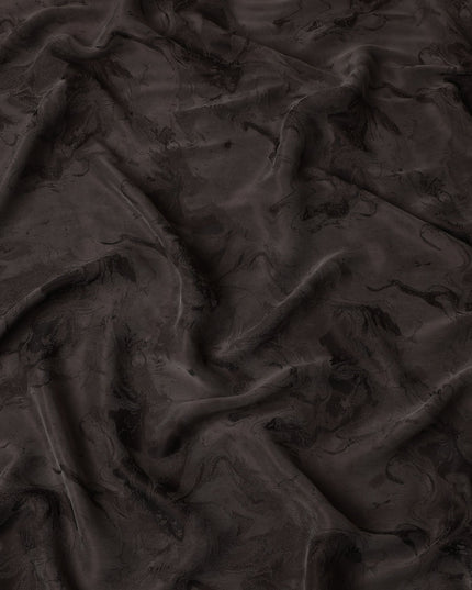 Dark Brown Textured Sustainable Cupro Fabric made of Bemberg with Subtle Marble Pattern and Silky Smooth Finish, 140 Cms Width, Made in China-D25893