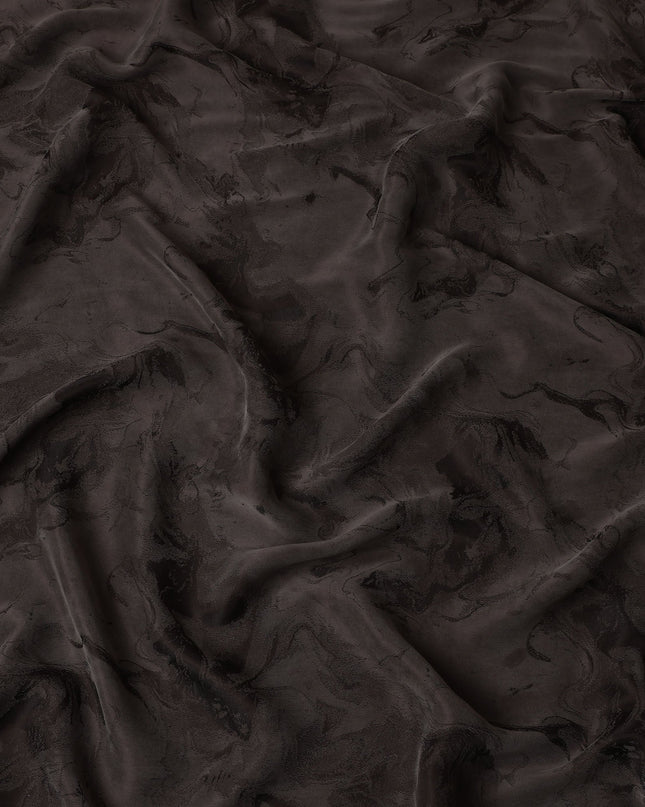Dark Brown Textured Sustainable Cupro Fabric made of Bemberg with Subtle Marble Pattern and Silky Smooth Finish, 140 Cms Width, Made in China-D25893