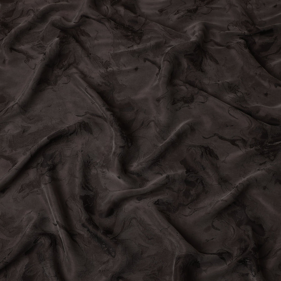 Dark Brown Textured Sustainable Cupro Fabric made of Bemberg with Subtle Marble Pattern and Silky Smooth Finish, 140 Cms Width, Made in China-D25893