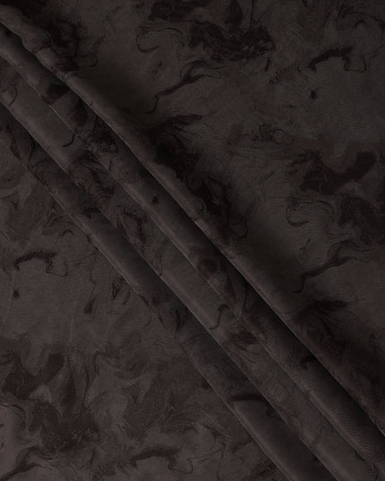 Dark Brown Textured Sustainable Cupro Fabric made of Bemberg with Subtle Marble Pattern and Silky Smooth Finish, 140 Cms Width, Made in China-D25893