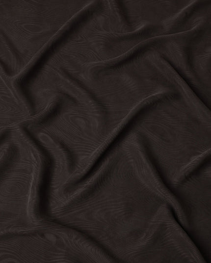 Deep Brown Textured Sustainable Cupro Fabric made of Bemberg with Elegant Woodgrain Pattern and Silky Matte Finish, 140 Cms Width, Made in China-D25895